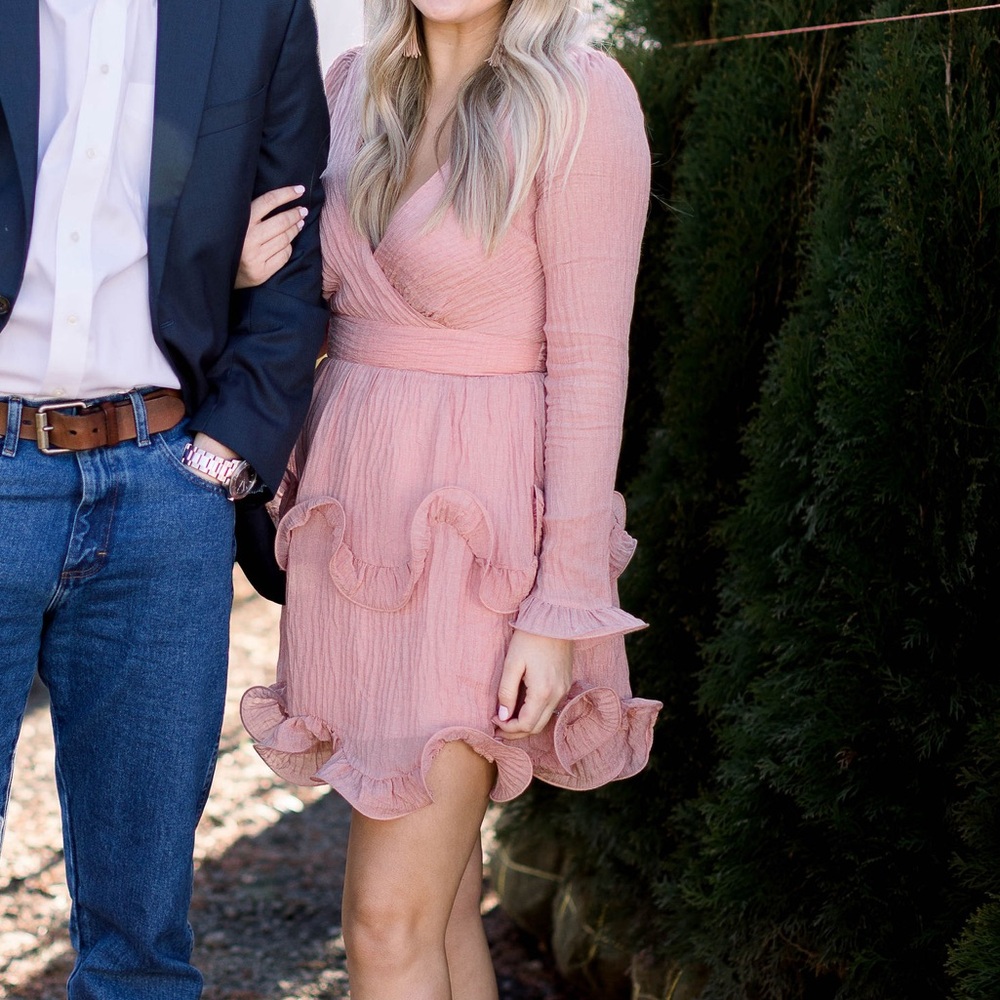 Pink long sleeve mini dress